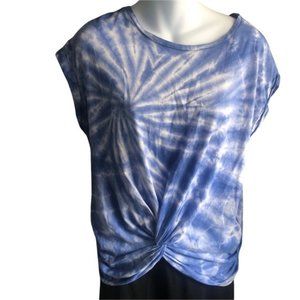 Lucky Brand Blue Tie Dye Short Sleeve Boho Top